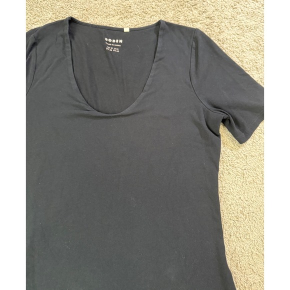 Boden Scoop Neck Black Short Sleeve Essential Shirt Basic Layer Minimalist 8 - Picture 2 of 5